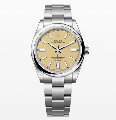 Rolex New 2025 Release Oyster Perpetual Stainless Steel Beige Dial 134300 - WatchesOff5thWatch